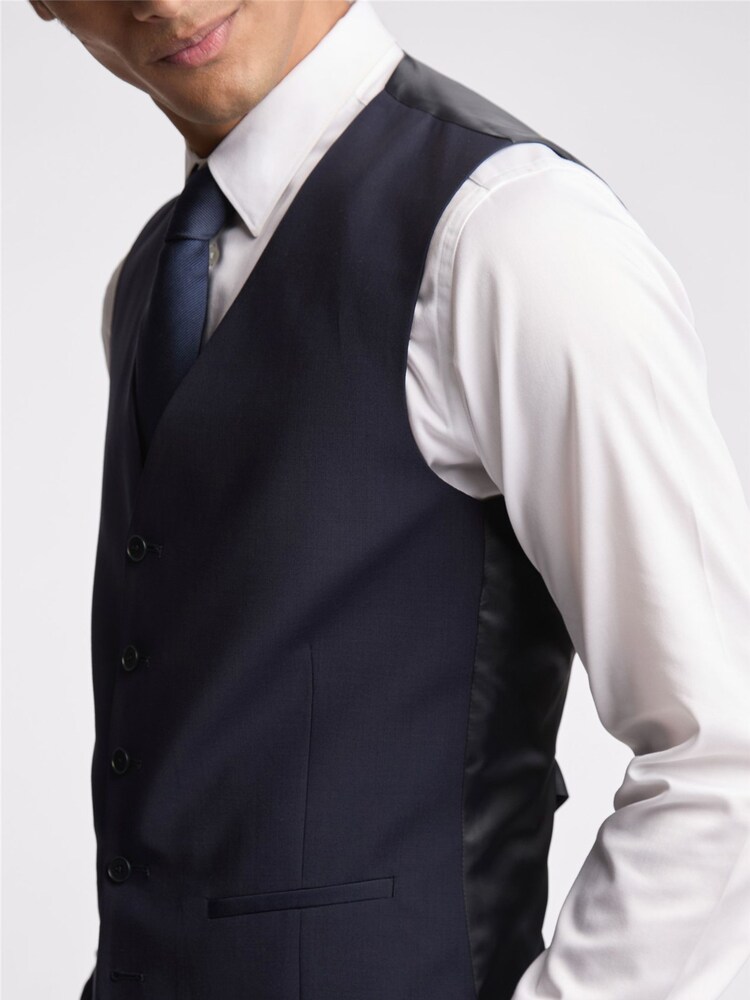 Ted Baker Navy Blue Premium Panama Skinny Fit Suit Waistcoat - Image 3 of 3