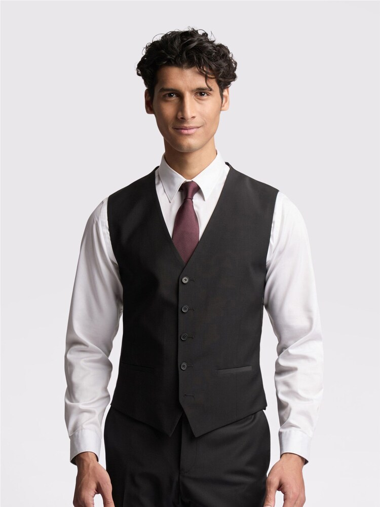 Ted Baker Premium Black Panama Slim Waistcoat - Image 1 of 3