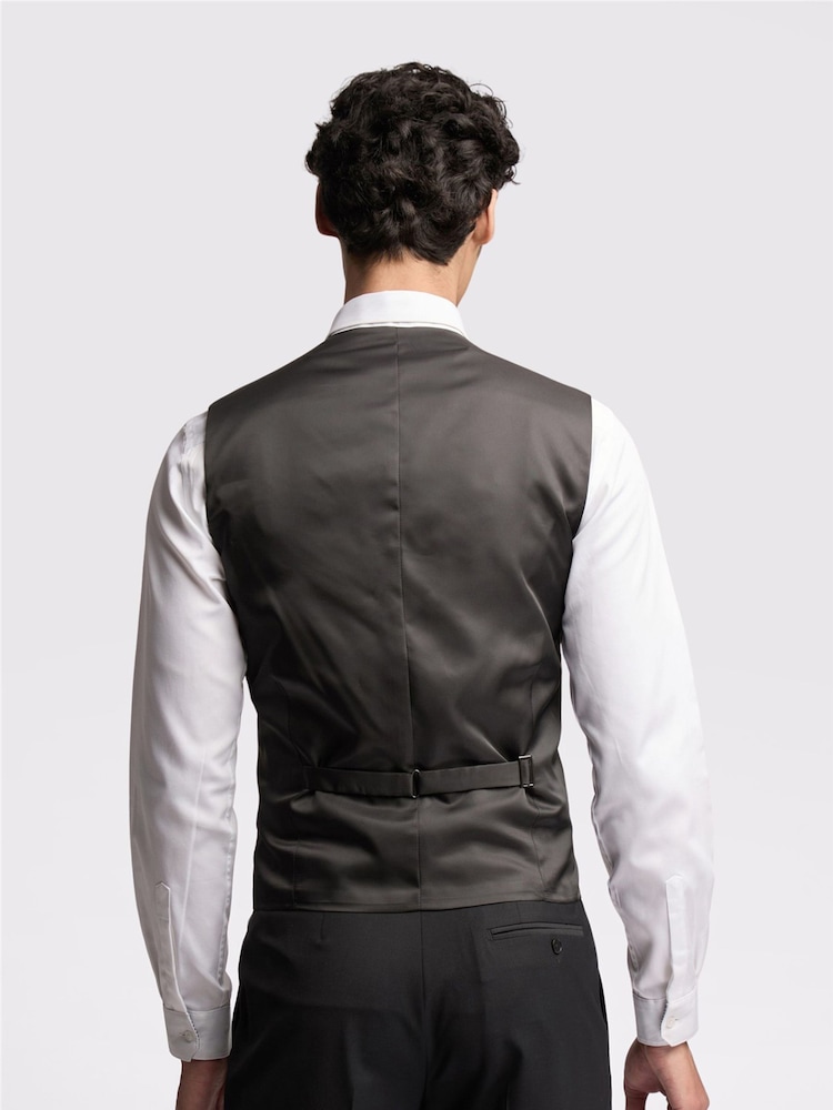 Ted Baker Premium Black Panama Slim Waistcoat - Image 2 of 3 Ted Baker Premium Black Panama Slim Waistcoat - Image 2 of 3