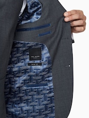 Ted Baker Grey Prem Charcoal Panama Slim Suit: Jacket - Image 7 of 8