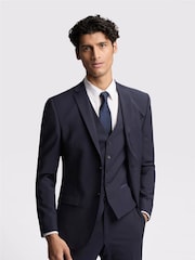 Ted Baker Premium Navy Blue Wool Panama Slim Suit: Jacket - Image 1 of 4