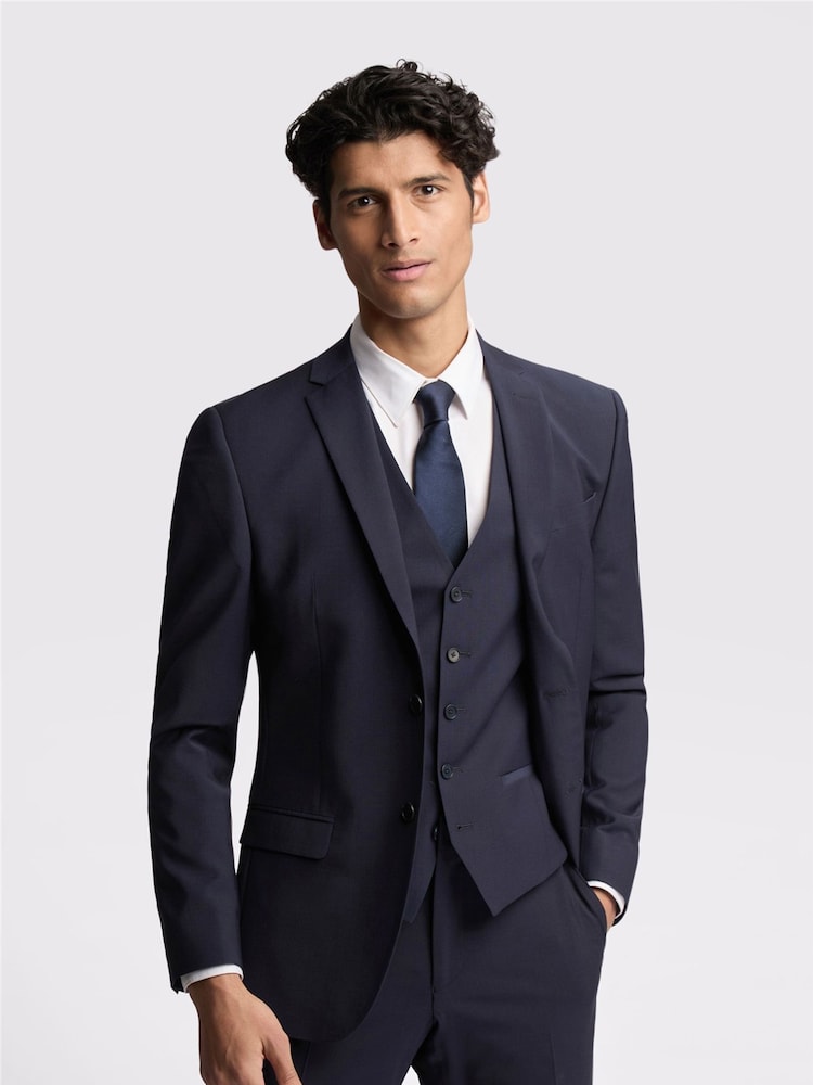 Ted Baker Premium Navy Blue Wool Panama Slim Suit: Jacket - Image 1 of 4