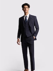 Ted Baker Premium Navy Blue Wool Panama Slim Suit: Jacket - Image 2 of 4
