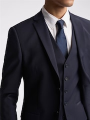 Ted Baker Premium Navy Blue Wool Panama Slim Suit: Jacket - Image 4 of 4