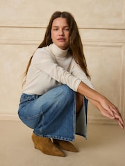 Mid Blue Split Front Maxi Denim Skirt - Image 5 of 9