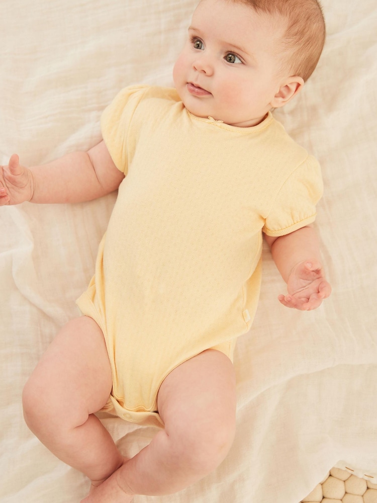 Pastel Pointelle 5 Pack Short Sleeve Baby Bodysuits - Image 1 of 11