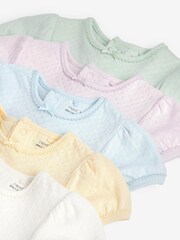 Pastel Pointelle 5 Pack Short Sleeve Baby Bodysuits - Image 11 of 11