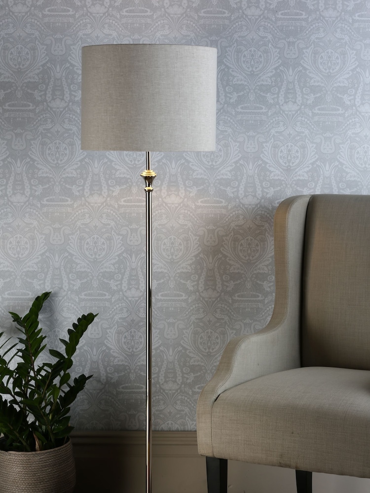 Laura Ashley Polished Nickel Highgrove Complete Floor Lamp - Image 1 of 5