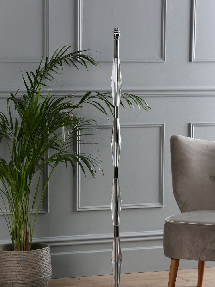 Laura Ashley Polished Chrome Blake Cut Glass Crystal Floor Lamp Base - Image 1 of 5