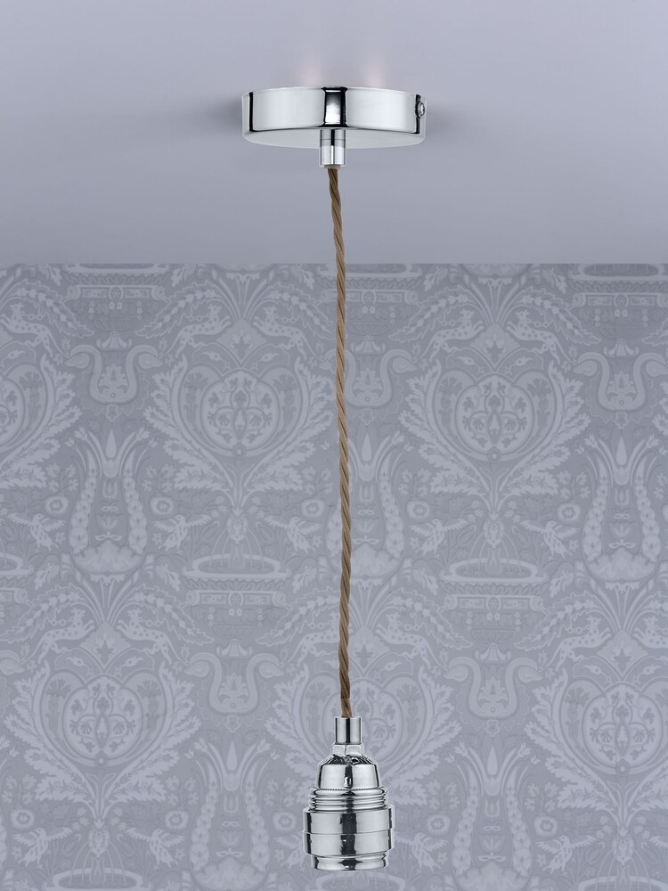 Laura Ashley Polished Nickel Flute Luxury Ceiling Light Suspension Kit - Image 1 of 3