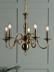 Laura Ashley Antique Brass Winchester 5 Light Pendant Light - Image 1 of 5
