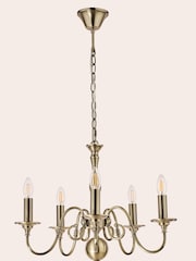 Laura Ashley Antique Brass Winchester 5 Light Pendant Light - Image 4 of 5