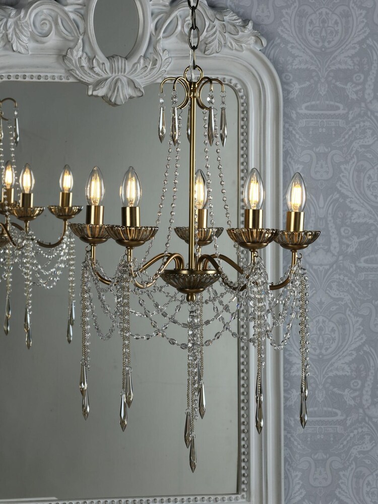 Laura Ashley Satin Gold Aisling 5 Light Crystal Chandelier - Image 1 of 4