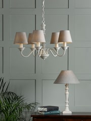 Laura Ashley Matt White Tate Wood 5 Light Pendant Ceiling Light - Image 3 of 5