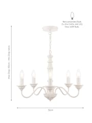 Laura Ashley Matt White Tate Wood 5 Light Pendant Ceiling Light - Image 5 of 5