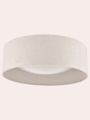 Laura Ashley Silver Bacall Linen Concave Diffuser Flush Ceiling Light - Image 3 of 4