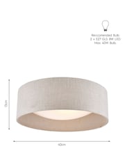 Laura Ashley Silver Bacall Linen Concave Diffuser Flush Ceiling Light - Image 4 of 4