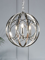 Laura Ashley Polished Nickel Orbital 3 Light Globe Pendant Ceiling Light - Image 1 of 6