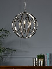 Laura Ashley Polished Nickel Orbital 3 Light Globe Pendant Ceiling Light - Image 2 of 6