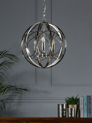 Laura Ashley Polished Nickel Orbital 3 Light Globe Pendant Ceiling Light - Image 3 of 6