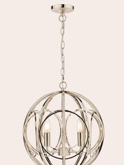 Laura Ashley Polished Nickel Orbital 3 Light Globe Pendant Ceiling Light - Image 4 of 6