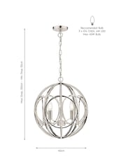 Laura Ashley Polished Nickel Orbital 3 Light Globe Pendant Ceiling Light - Image 6 of 6