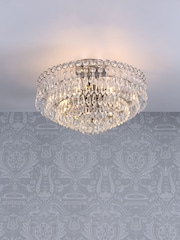 Laura Ashley Polished Nickel Enid Cut Glass 5 Light Semi Flush Chandelier Ceiling Light - Image 1 of 4