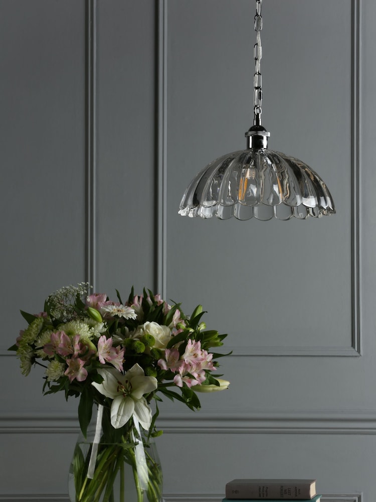 Laura Ashley Clear Salisbury Chrome Pendant Ceiling Light - Image 1 of 3