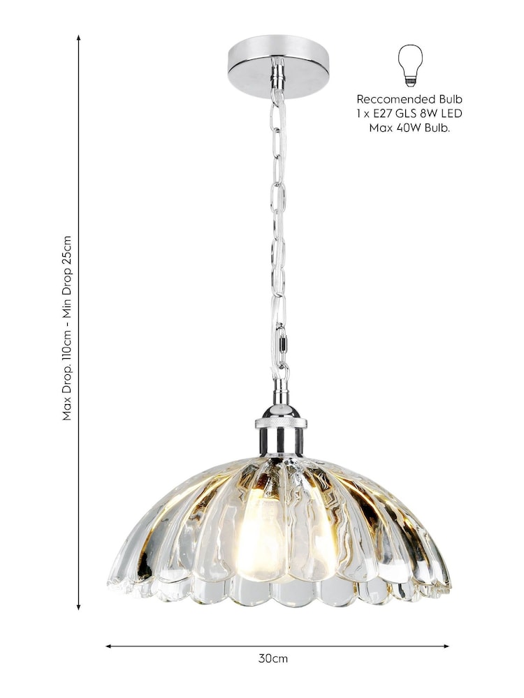 Laura Ashley Clear Salisbury Chrome Pendant Ceiling Light - Image 3 of 3