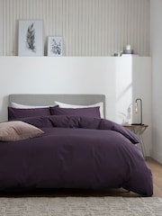 Purple Blackberry Cotton Rich Plain Duvet Cover and Pillowcase Set - Image 1 of 6