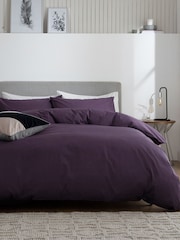 Purple Blackberry Cotton Rich Plain Duvet Cover and Pillowcase Set - Image 2 of 6