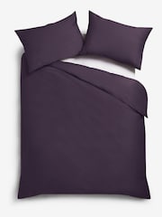 Purple Blackberry Cotton Rich Plain Duvet Cover and Pillowcase Set - Image 3 of 6