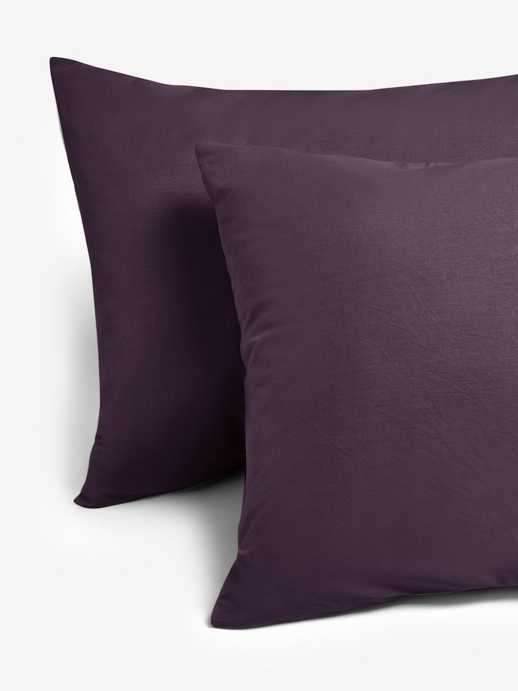 Purple Blackberry Cotton Rich Plain Duvet Cover and Pillowcase Set - Image 4 of 6