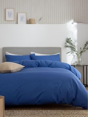 Dazzling Blue Cotton Rich Plain Duvet Cover and Pillowcase Set - Image 1 of 3