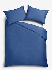 Dazzling Blue Cotton Rich Plain Duvet Cover and Pillowcase Set - Image 2 of 3