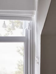 White Ready Made Blackout Roman Blind Textured Tassel Edge - Image 4 of 6