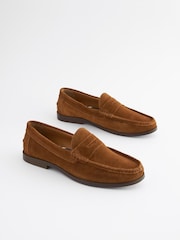 Brown Suede Penny Loafers - Image 4 of 10