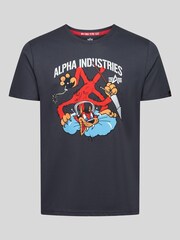 Alpha Industries Grey 100% Cotton Fighter Squadron T-Shirt - Image 1 of 4