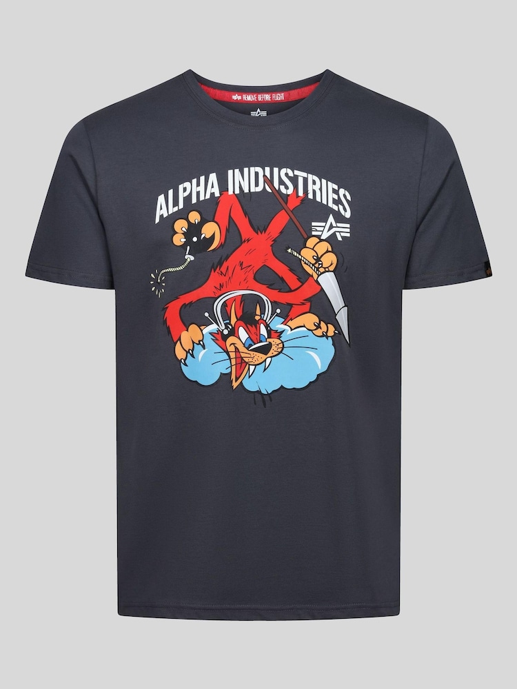Alpha Industries Grey 100% Cotton Fighter Squadron T-Shirt - Image 1 of 4