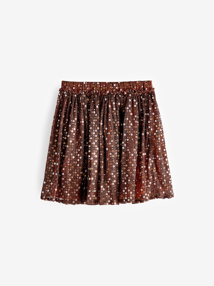 Bronze Sequin Sequin Foil Sparkle Party Skirt (3-16yrs) - Image 2 of 3