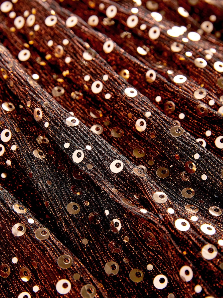 Bronze Sequin Sequin Foil Sparkle Party Skirt (3-16yrs) - Image 3 of 3
