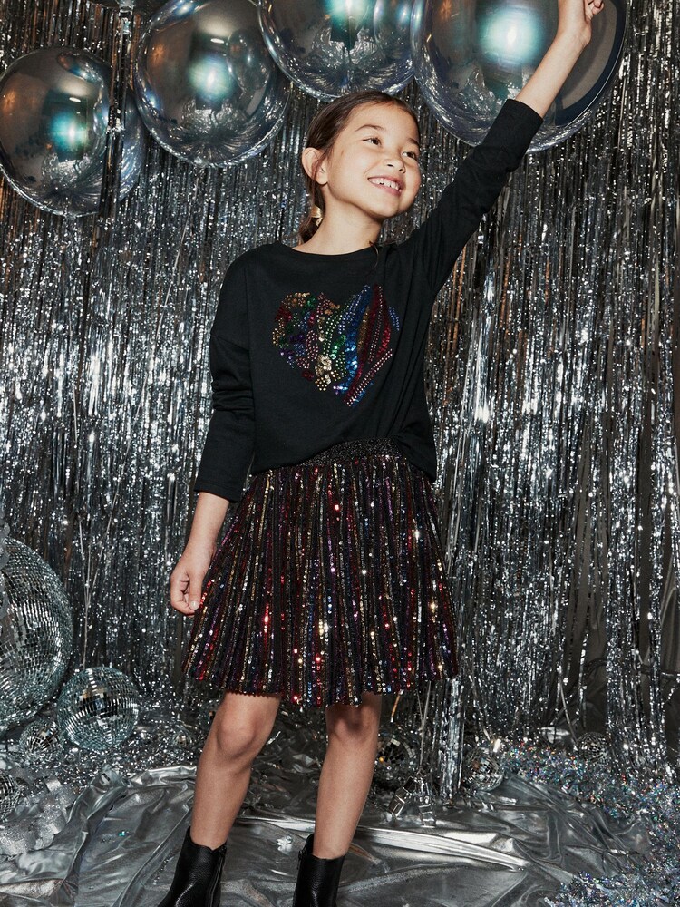Rainbow Stripe Sequin Skirt (3-16yrs) - Image 2 of 7 Rainbow Stripe Sequin Skirt (3-16yrs) - Image 2 of 7
