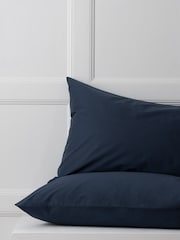 Set of 2 Blue Ink Navy Cotton Rich Pillowcases - Image 2 of 2