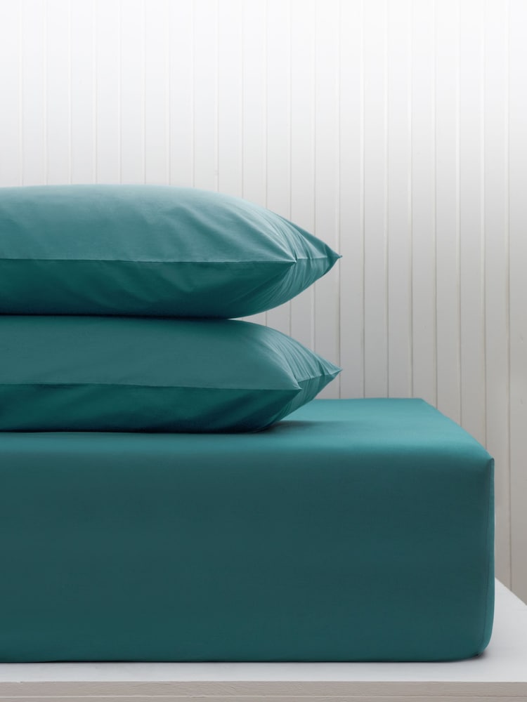 Blue Dark Teal Cotton Rich Extra Deep Fitted Bed Sheet - Image 1 of 2 Blue Dark Teal Cotton Rich Extra Deep Fitted Bed Sheet - Image 1 of 2