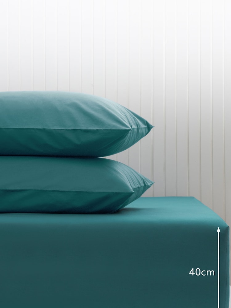 Blue Dark Teal Cotton Rich Extra Deep Fitted Bed Sheet - Image 2 of 2 Blue Dark Teal Cotton Rich Extra Deep Fitted Bed Sheet - Image 2 of 2