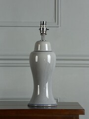 Laura Ashley Pale Slate Grey Regina Crackle Grazed Ceramic Table Lamp Base - Image 1 of 4