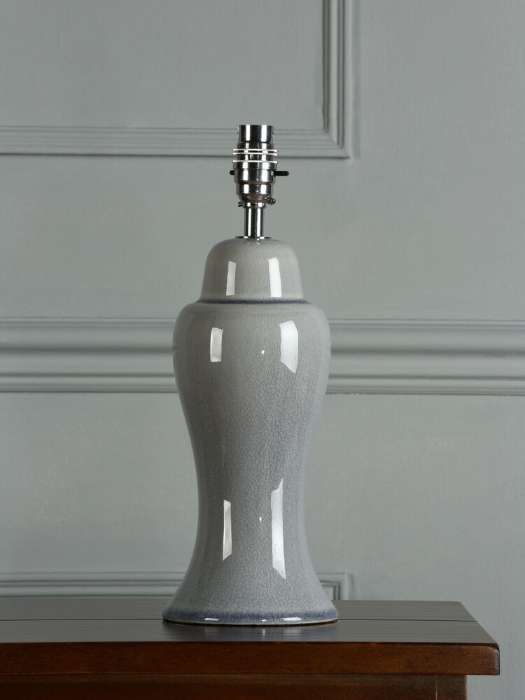 Laura Ashley Pale Slate Grey Regina Crackle Grazed Ceramic Table Lamp Base - Image 1 of 4