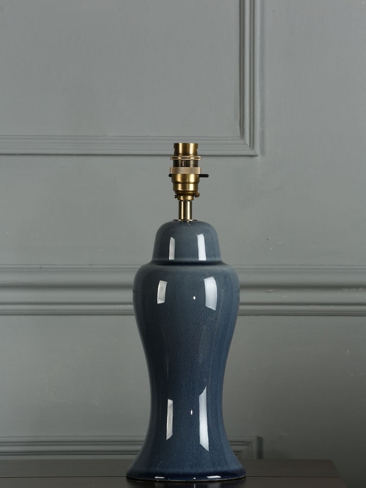 Laura Ashley Dusky Seaspray Blue Regina Crackle Grazed Ceramic Table Lamp Base - Image 1 of 4