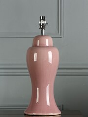 Laura Ashley Dark Blush Pink Regina Crackle Grazed Ceramic Table Lamp Base - Image 1 of 4