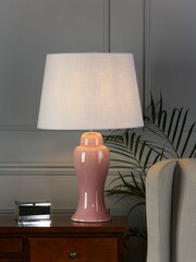 Laura Ashley Dark Blush Pink Regina Crackle Grazed Ceramic Table Lamp Base - Image 2 of 4